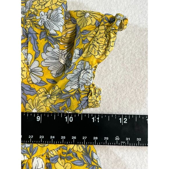 Joie 4T Toddler Girls Dress Boho Cottage Yellow Floral Ruffle Lined Gray Frilly - Picture 10 of 11